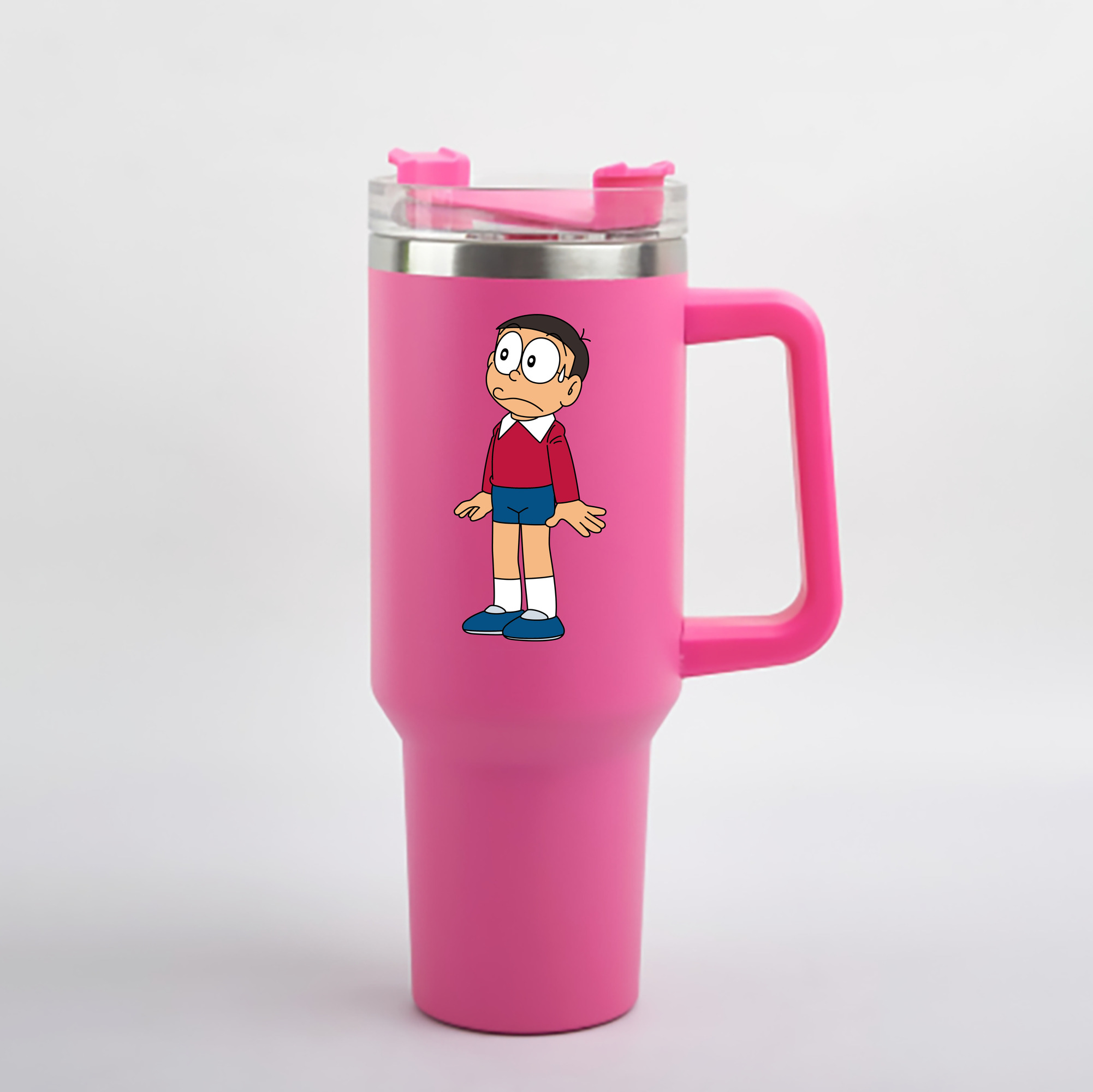 （画像用） ドラえもん 野比 のび太 Doraemon Nobita Nobi 1200mL車用タンブラー - クリスタルステッカー（プラスチックストロー付き）
